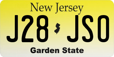NJ license plate J28JSO