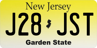 NJ license plate J28JST