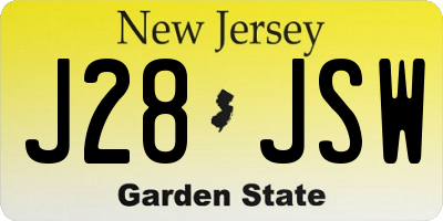 NJ license plate J28JSW