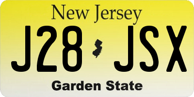 NJ license plate J28JSX