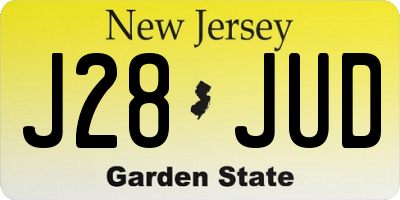 NJ license plate J28JUD
