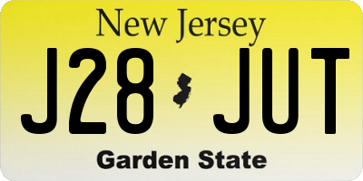 NJ license plate J28JUT