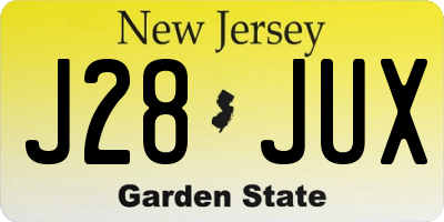 NJ license plate J28JUX
