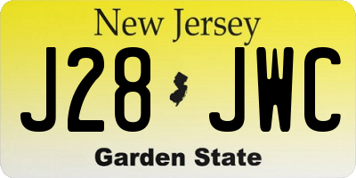 NJ license plate J28JWC