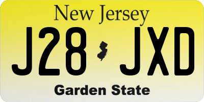 NJ license plate J28JXD
