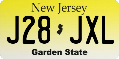 NJ license plate J28JXL