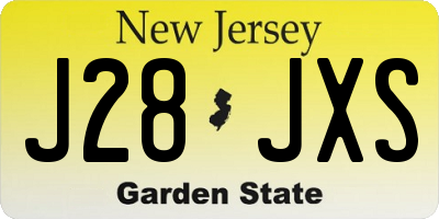 NJ license plate J28JXS