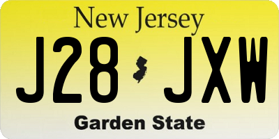 NJ license plate J28JXW