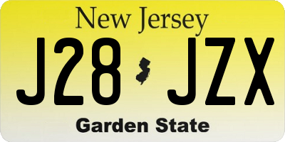 NJ license plate J28JZX