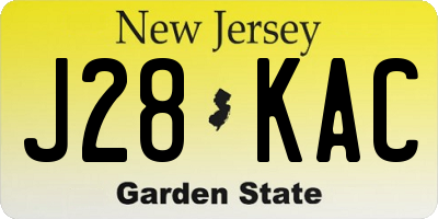 NJ license plate J28KAC