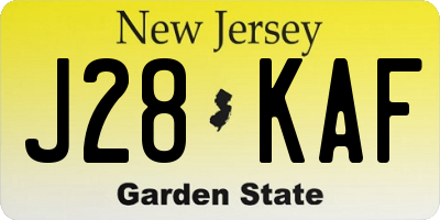 NJ license plate J28KAF