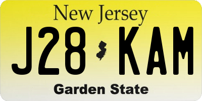 NJ license plate J28KAM