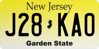 NJ license plate J28KAO