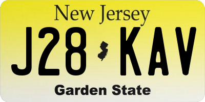 NJ license plate J28KAV
