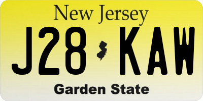 NJ license plate J28KAW