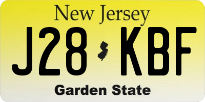 NJ license plate J28KBF