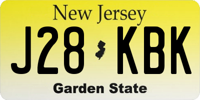 NJ license plate J28KBK