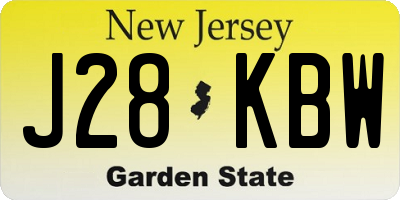 NJ license plate J28KBW