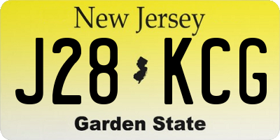 NJ license plate J28KCG