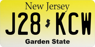 NJ license plate J28KCW