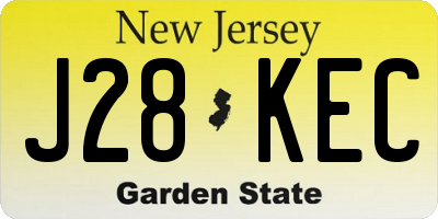 NJ license plate J28KEC