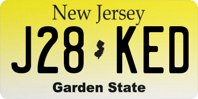 NJ license plate J28KED
