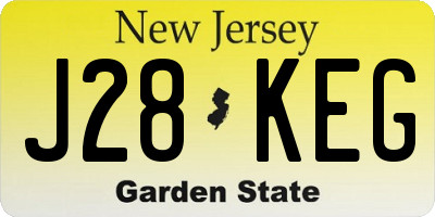 NJ license plate J28KEG