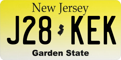 NJ license plate J28KEK