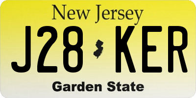 NJ license plate J28KER