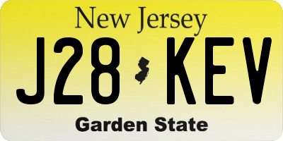 NJ license plate J28KEV