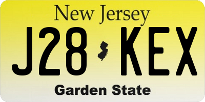 NJ license plate J28KEX