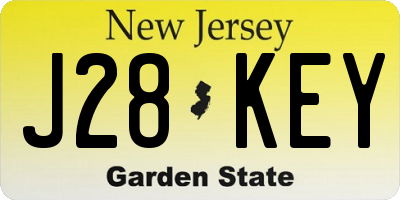 NJ license plate J28KEY