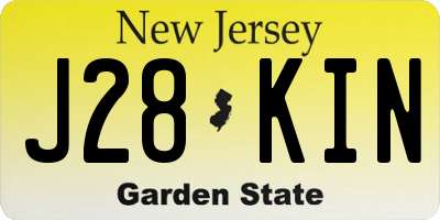 NJ license plate J28KIN