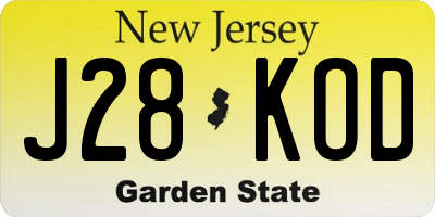 NJ license plate J28KOD
