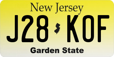 NJ license plate J28KOF