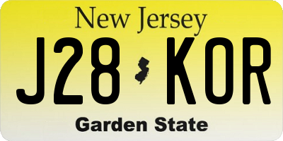 NJ license plate J28KOR