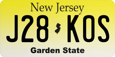 NJ license plate J28KOS