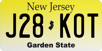 NJ license plate J28KOT