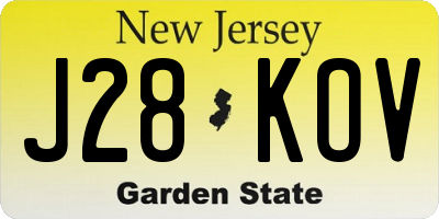 NJ license plate J28KOV