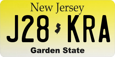 NJ license plate J28KRA