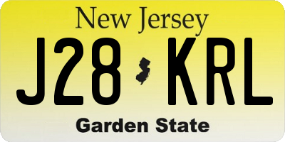 NJ license plate J28KRL