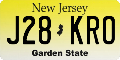 NJ license plate J28KRO