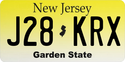 NJ license plate J28KRX