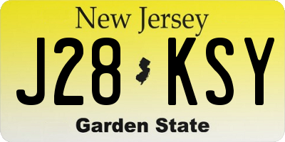 NJ license plate J28KSY