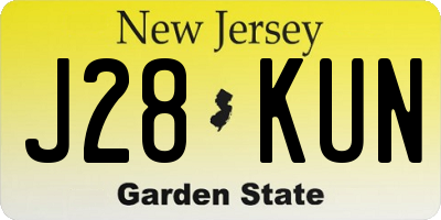NJ license plate J28KUN