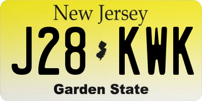NJ license plate J28KWK