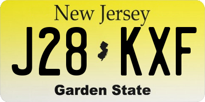 NJ license plate J28KXF