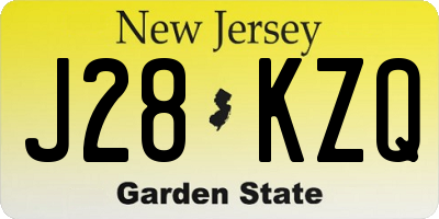NJ license plate J28KZQ