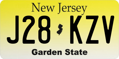 NJ license plate J28KZV