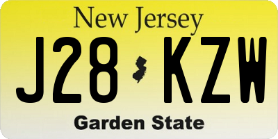NJ license plate J28KZW